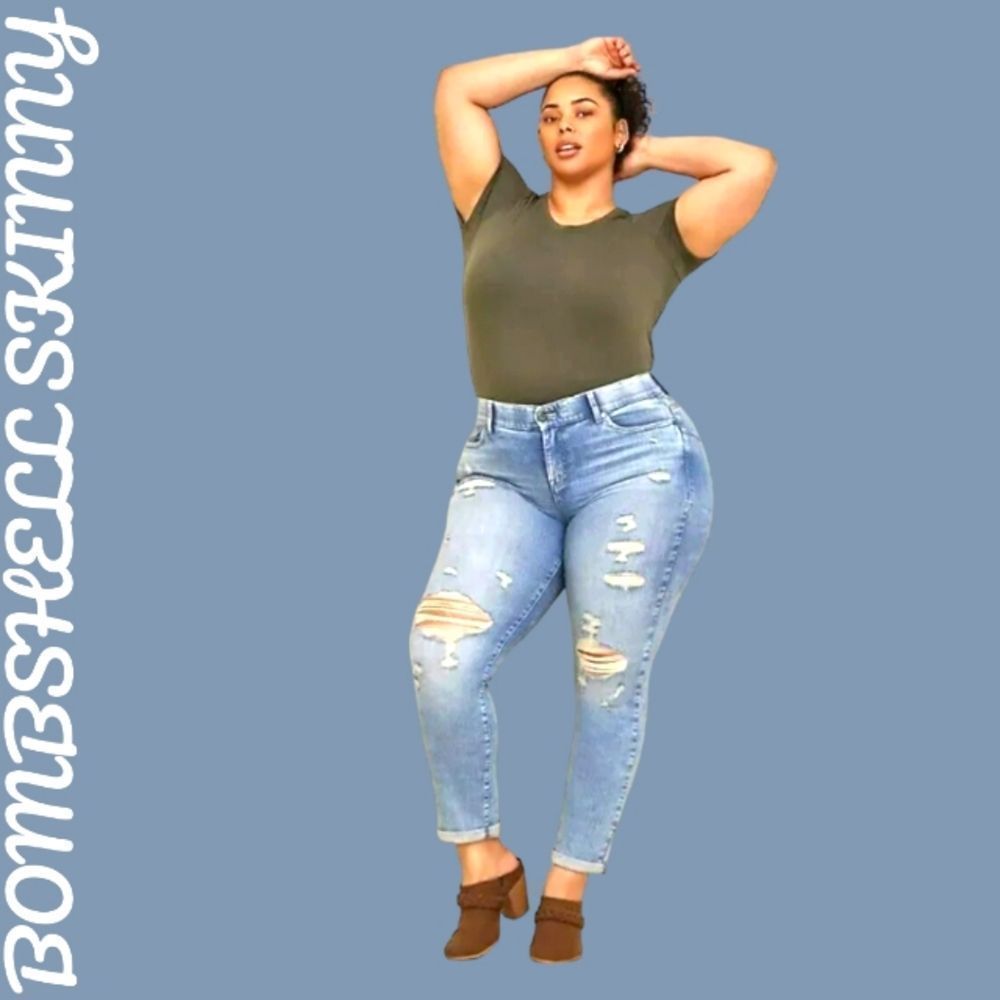 TORRID Women's New Bombshell Straight Premium Stretch High Rise Jeans.